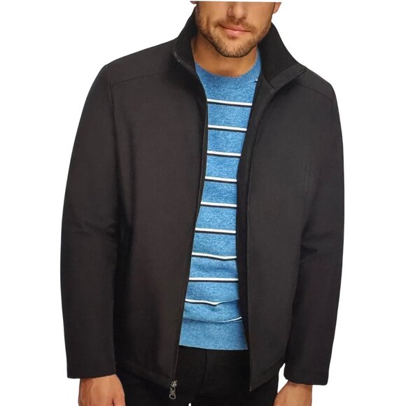 New Calvin Klein Mens Large Puffer Jacket Black Lightweight Insulated Full Zip - Picture 1 of 14